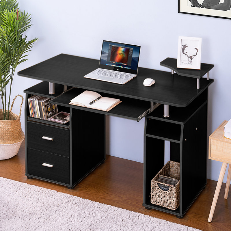 Inbox Zero 45.3" L Computer Table with Keyboard Tray Wayfair